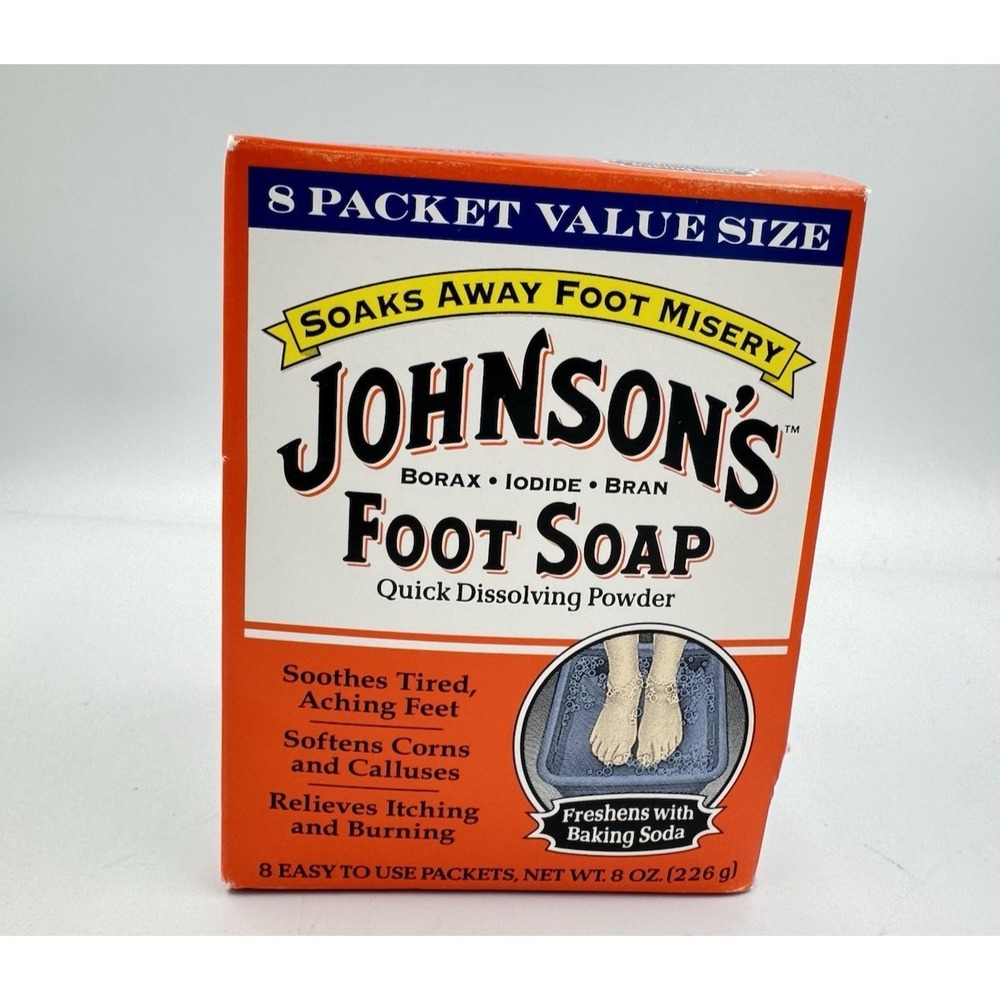 Johnson's Foot Soap Soothes Tired Aching Feet Softens Calluses 1 Box - 8 Packets